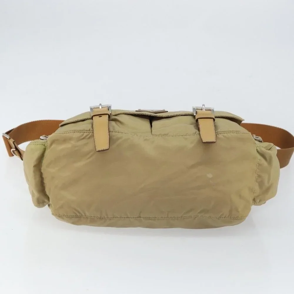 Authentic PRADA Shoulder Bag Nylon Beige Silver - Picture 12 of 16